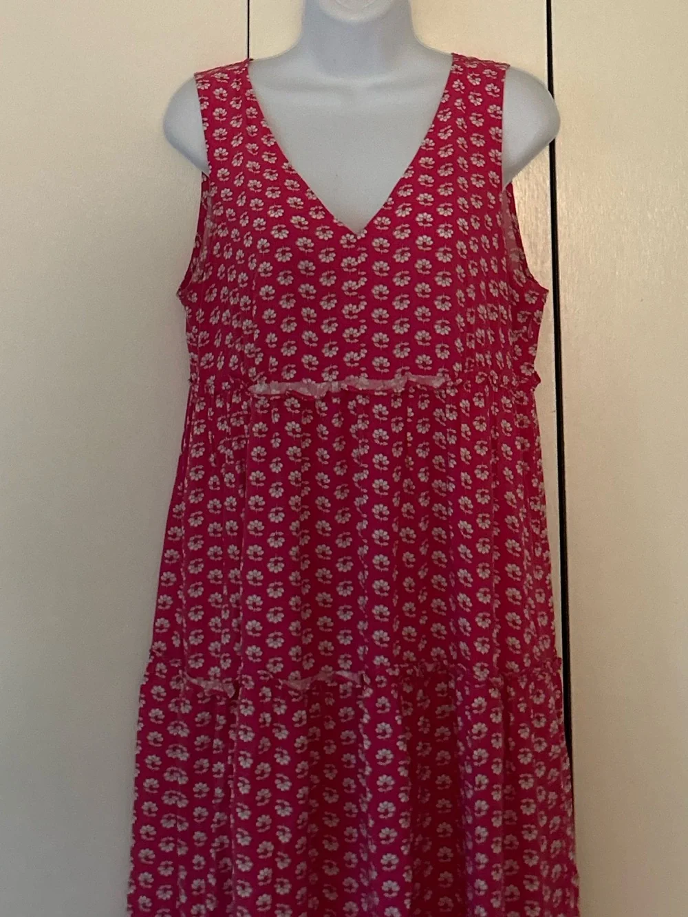 J. Crew tiered floral sleeveless midi dress pockets 6